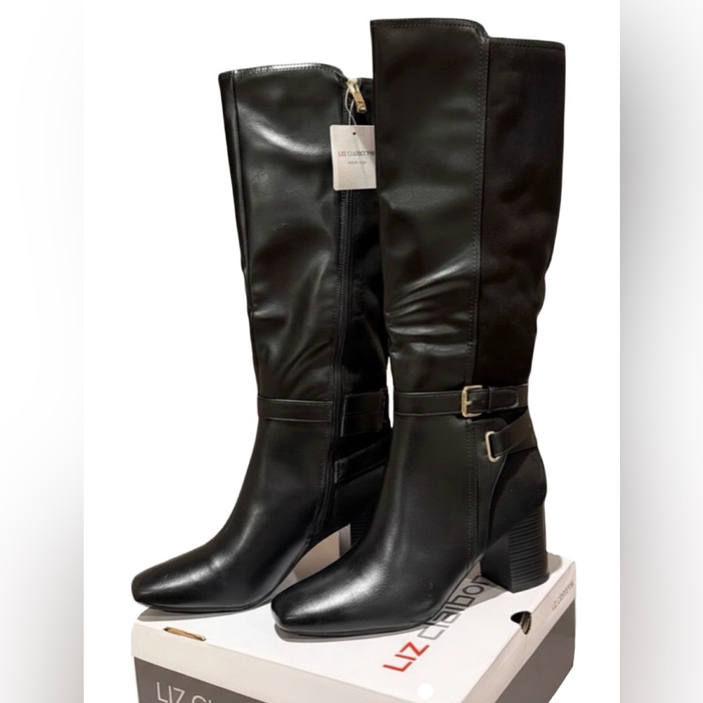NEW! Liz Claiborne Black Hemlock Leather Boots - Size 10M